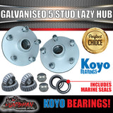 x2 galvanised 5 stud landcruiser Stud Pattern lazy hubs & LM KOYO bearings. Marine seals