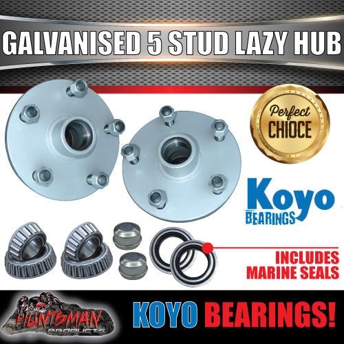 x2 Galvanised 5 stud Landcruiser Stud Pattern lazy hubs & SL KOYO bearing Kits. Marine seals