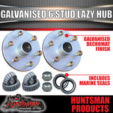 x2 galvanised 6 stud 6/139.7 trailer lazy hubs & holden LM bearings