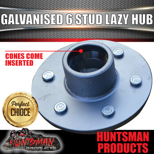 x2 galvanised 6 stud 6/139.7 trailer lazy hubs & holden LM bearings