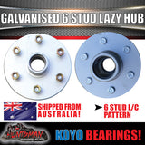 x2 galvanised 6 stud lazy x2 Galvanised 6 stud 6/139.7 PCD Trailer Caravan Hubs & LM KOYO Bearing Kits Suit Landcruiser Patternhubs & holden Koyo LM bearings