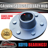 x2 galvanised 6 stud lazy x2 Galvanised 6 stud 6/139.7 PCD Trailer Caravan Hubs & LM KOYO Bearing Kits Suit Landcruiser Patternhubs & holden Koyo LM bearings