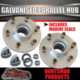 x2 Dacromet Parallel 6 stud Trailer Caravan Hubs 6/139.7 pcd & 68149 Bearings