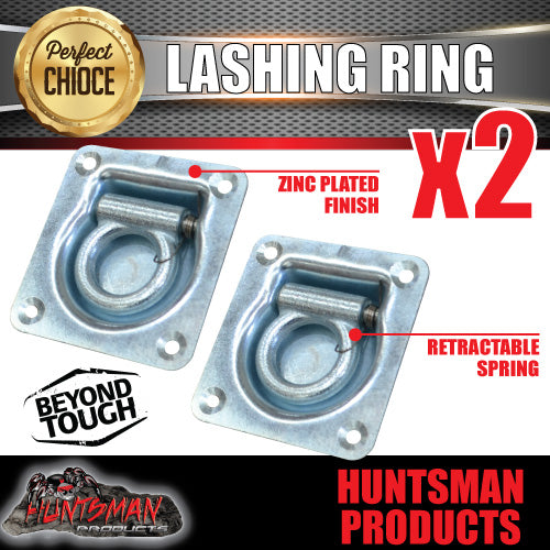 2X LASHING RING.ZINC PLATED. TIE DOWN ANCHOR POINT. 105MM X 95MM