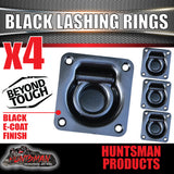 4x Black E coated Lashing Rings Tie Down Anchor Points 100mm x 95mm For Ute Trailer Truck