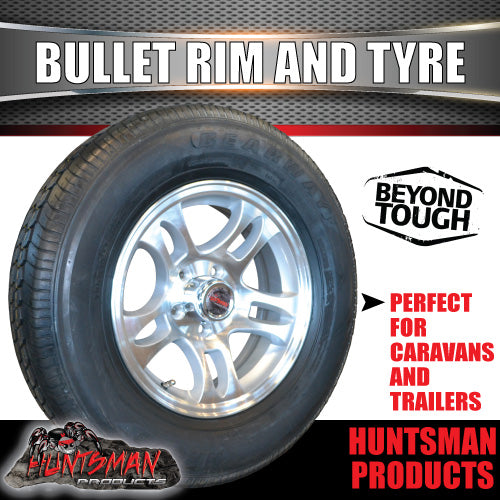 15" Trailer Caravan Ford Pattern Bullet Alloy Rim & 225/70R15C Tyre. 225 70 15