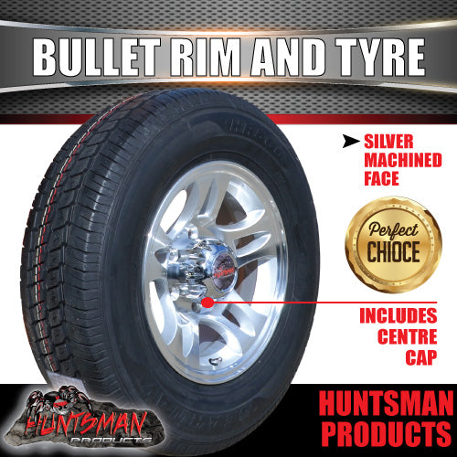 15" Trailer Caravan 6 Stud Bullet Mag Rim & 225/70R15C Tyre. 225 70 15