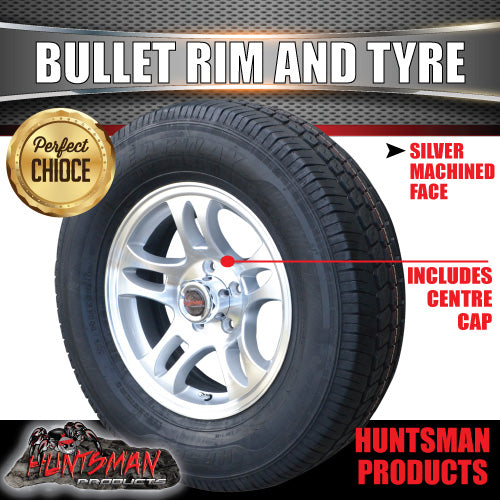 15" Trailer Caravan Ford Pattern Bullet Alloy Rim & 225/70R15C Tyre. 225 70 15
