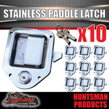 X10 Mini Stainless 110mm x 83mm E coated Paddle Toolbox Lock Latch.  For Trailer Truck Caravan Ute door
