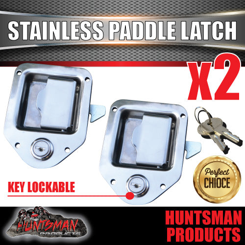 x2 Mini Stainless Steel Paddle Toolbox Lock Latch.