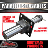 x2 1600kg Parallel Machined Trailer Stub Axles To Sleeve Into 50mm x 5mm RHS with Electric Mounts