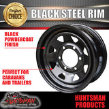 15x6" BLACK TRAILER CARAVAN POWDERCOATED STEEL RIM- 6 STUD