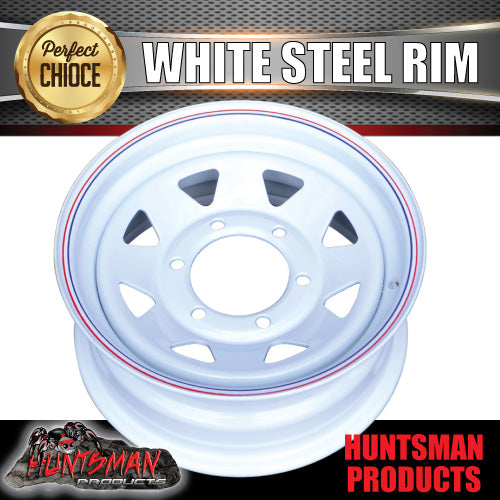 14" WHITE POWDERCOATED TRAILER RIM- 6 STUD