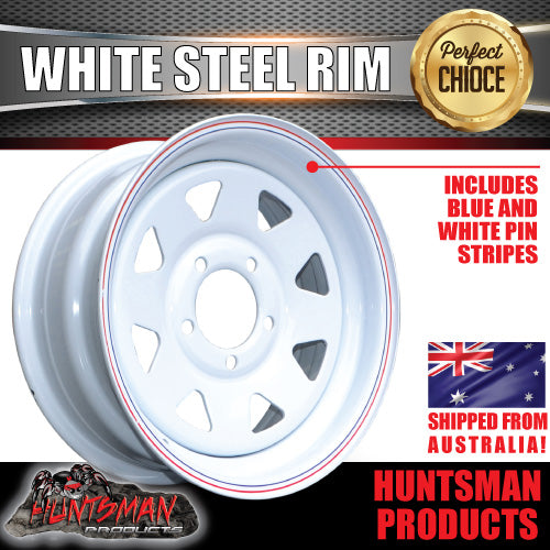 14" WHITE POWDERCOATED TRAILER  RIM: FORD PATTERN