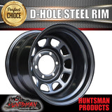 16x10 6 Stud Black Thunder D Hole Steel Wheel Rim -44 Offset. 6/139.7 PCD.