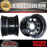 15x10 6 Stud Black Thunder D Hole Steel Wheel Rim -44 Offset. 6/139.7 PCD.