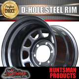 15x10 6 Stud Black Thunder D Hole Steel Wheel Rim -44 Offset. 6/139.7 PCD.