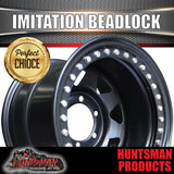 16X10 6/139.7 PCD -44 Offset Steel Imitation Beadlock Rim Stainless Bolt 8 spoke.  Fits Landcruiser, Patrol etc