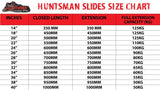 Pair 125kg x 900mm 36" (closed) Lock in/out Drawer Slides.