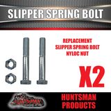 x2 Zinc Finish High Tensile Trailer Spring Eye Bolts Suit 45mm Springs with 1/2" Bushes