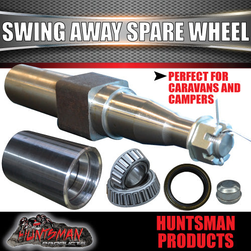 Rear Bar Swing Away Spare Wheel Bracket Hinge Kit.  Machined 45X250mm Square Stub Axle For 4wd & Camper Trailers