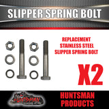 x2 Stainless Boat Trailer Spring Eye Bolts Suit 45mm Springs With 1/2" Bushes