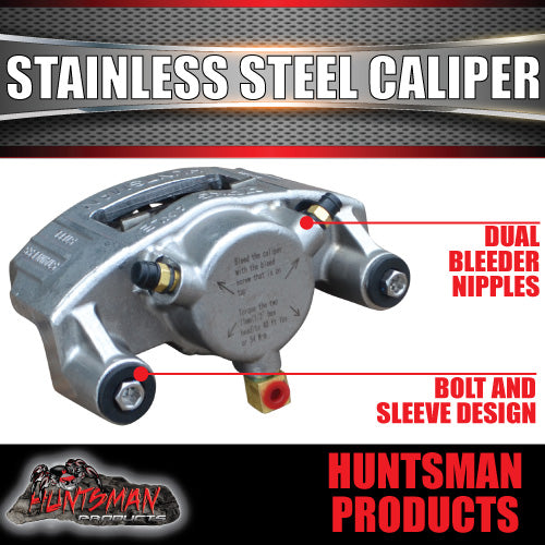 x2 Huntsman Stainless Steel Trailer Hydraulic Disc Brake Calipers