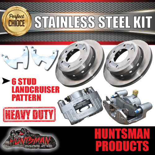 Stainless Steel Trailer Hydraulic Ventilated Disc 6 Stud L/C Brake Kit. S/S Pads