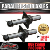 x2 1600kg Parallel Machined Trailer Stub Axles To Sleeve Into 50mm x 5mm RHS with Electric Mounts