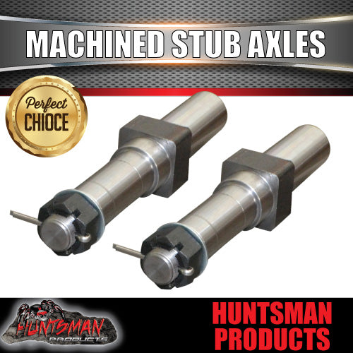 x2 1600kg Parallel Machined Trailer Stub Axles To Sleeve Into 50mm x 5mm RHS
