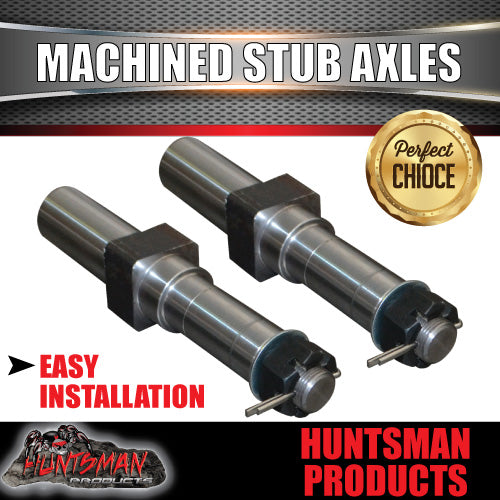 x2 1600kg Parallel Machined Trailer Stub Axles To Sleeve Into 50mm x 5mm RHS