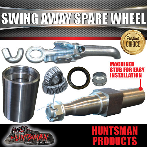 Rear Bar Swing Away Spare Wheel Bracket Hinge & Lock.  Machined 45X250mm Square Stub Axle For 4wd & Camper Trailers