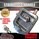 X10 T Handle Locks With Studs. Stainless Steel, Flush Mount,