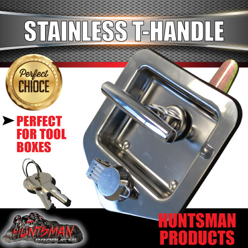 T Handle Locks With Studs. Stainless Steel, Flush Mount,