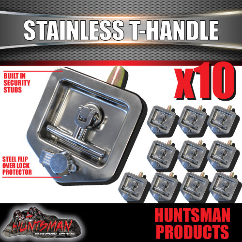 X10 T Handle Locks With Studs. Stainless Steel, Flush Mount,