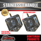 x2 Chrome T Handle Locks. Flush Mount. Stainless Steel. Tool Box Trailer Canopy