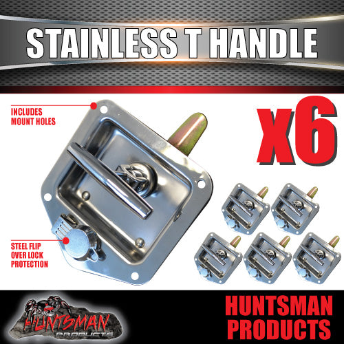 x6 Chrome T Handle Locks. Flush Mount. Stainless Steel. Tool Box Trailer Canopy