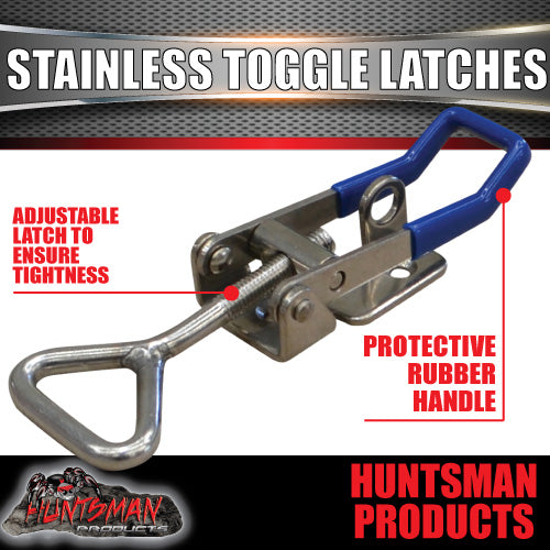 x4 LARGE STAINLESS STEEL TOGGLE / OVER CENTRE LATCH.