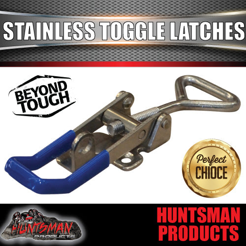 x2 LARGE STAINLESS STEEL TOGGLE / OVER CENTRE LATCH.