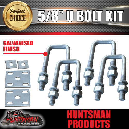 Galvanised Trailer Caravan 50mm X 170mm 5/8" BSW High Tensile U bolt kit Boat