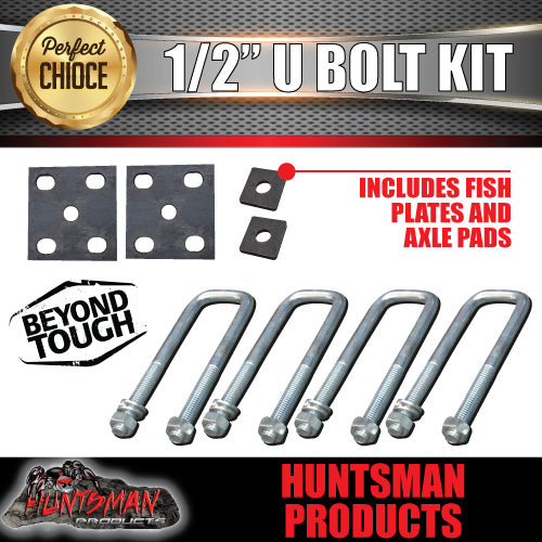 40mm X 150mm 1/2" Trailer Caravan U bolt kit.