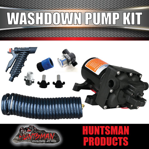 Seaflo 12V Caravan Camper Boat 42 Series Washdown Pump Kit With 7.5m Coiled Hose
