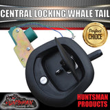 12 Volt Power Operated Black Whale Tail T Handle Folding Lock. Black handle