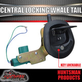 12 Volt Power Operated Black Whale Tail T Handle Folding Lock. Black handle