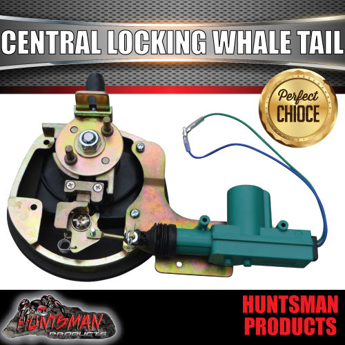 2X 12 Volt Power Operated Black Whale Tail T Handle Folding Lock. Black handle