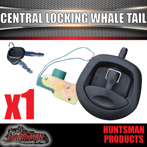 12 Volt Power Operated Black Whale Tail T Handle Folding Lock. Black handle