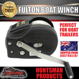 Fulton 3200Lb (1454kg) 2 Speed Winch 20' (6m) Strap. Black Cover