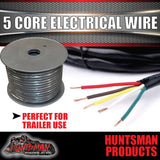 30 METRE ROLL 5 CORE ELECTRICAL TRAILER CARAVAN & TRUCK WIRE. OD 7.2MM, 38/0.15