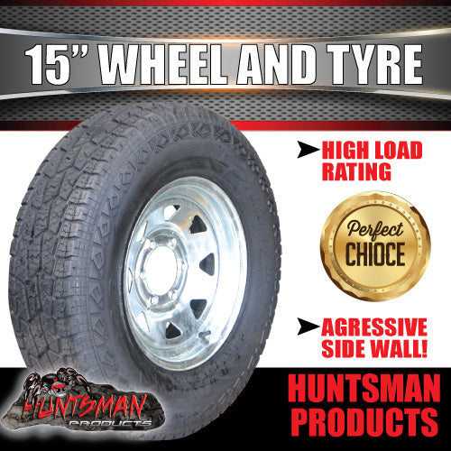 15x6 Galvanised 6 Stud Boat Trailer Steel Wheel Rim & 235/75R15 L/T 10 Ply Tyre