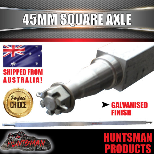 GALVANISED TRAILER AXLE 45MM SQUARE, 64". 1625MM. 1400kg RATED